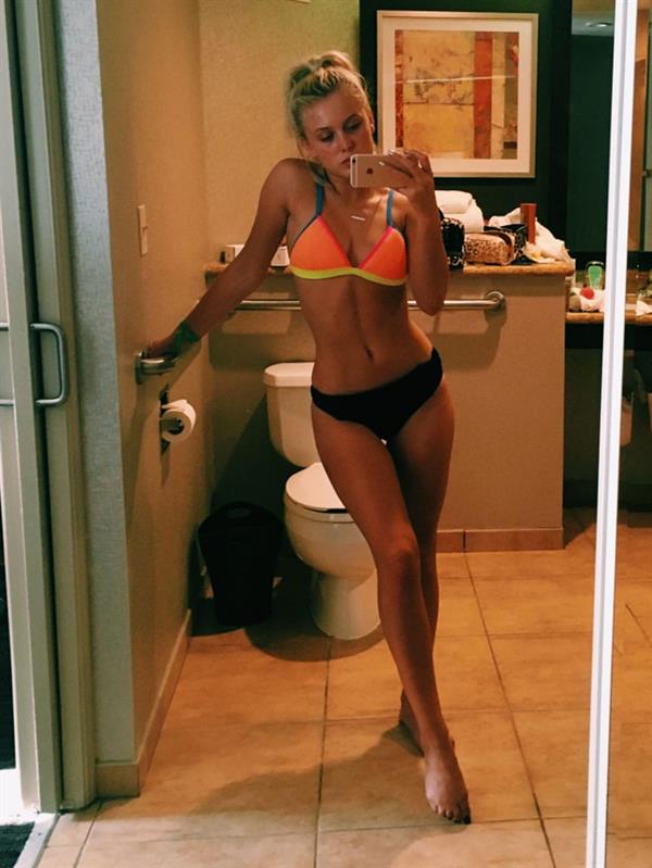 Zara Larsson in a bikini taking a selfie
