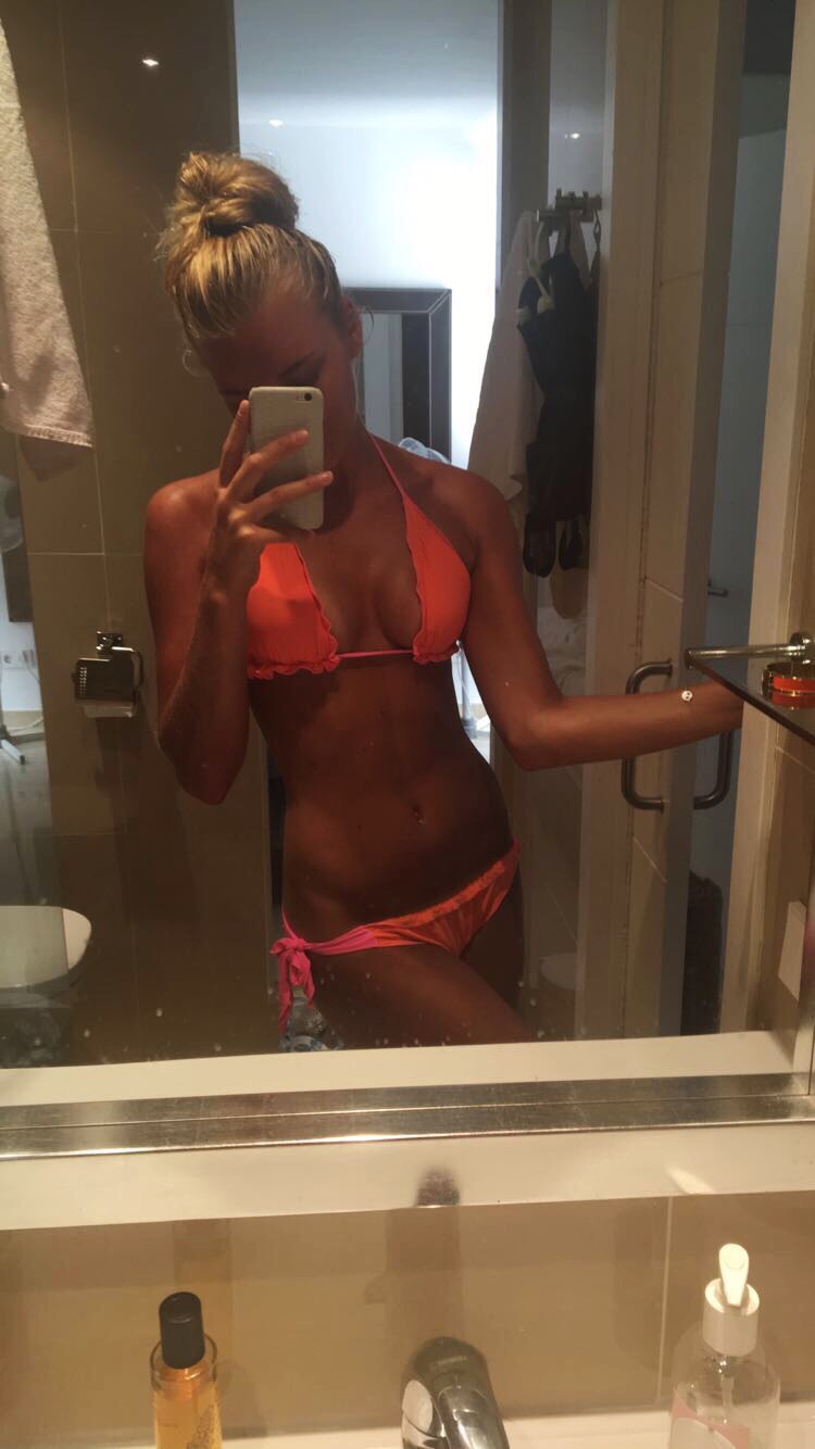 Anonymous in a bikini taking a selfie