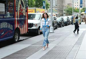 Bella Thorne braless tits seen by paparazzi showing her pierced nipple dressed all in Chanel.






