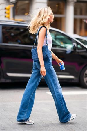 Elsa Hosk braless tits in a white top seen by paparazzi.



























