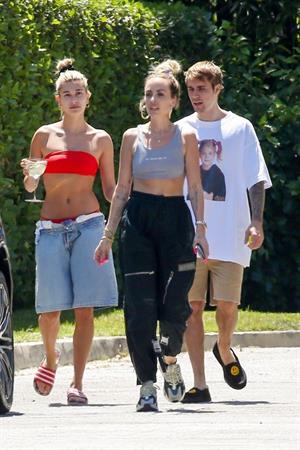 Hailey Baldwin Bieber in a sexy red bikini out with Justin Bieber seen by paparazzi.




