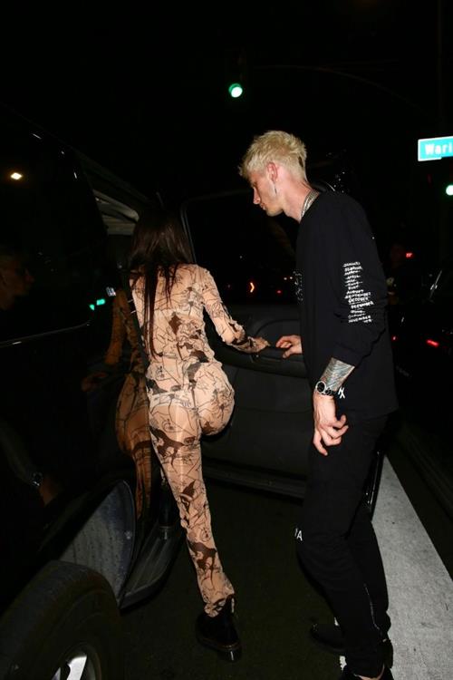 Chantel Jeffries Pictures Chantel Jeffries sexy ass in a see through pant suit seen by paparazzi with Machine Gun Kelly.