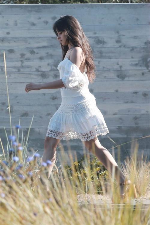 Camila Cabello Pictures Camila Cabello sexy ass in a white dress seen with Shawn Mendes by paparazzi.