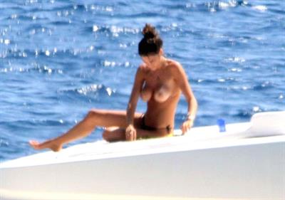 Francesca Sofia Novello caught topless by paparazzi tanning with her nude boobs exposed.
