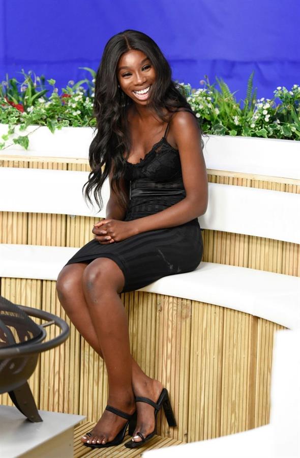 Yewande Biala from Love Island sexy in a tight black dress on  I Saw It First HQ .















