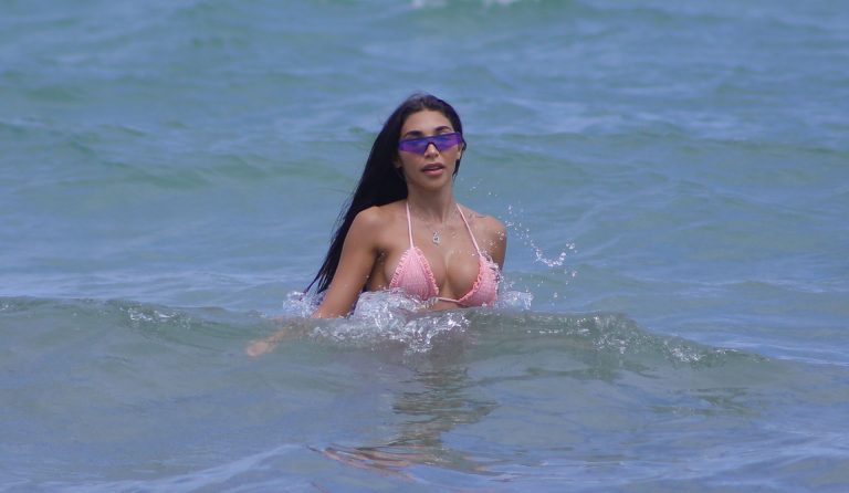 Chantel Jeffries Bikini Pictures Chantel Jeffries sexy ass in a bikini at the beach in Miami seen by paparazzi showing nice cleavage.