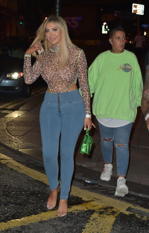 Chloe Ferry braless boobs in a see through top seen by paparazzi showing off her tits and ass.





