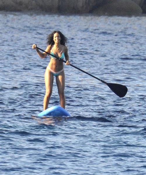 Rihanna paddle boarding