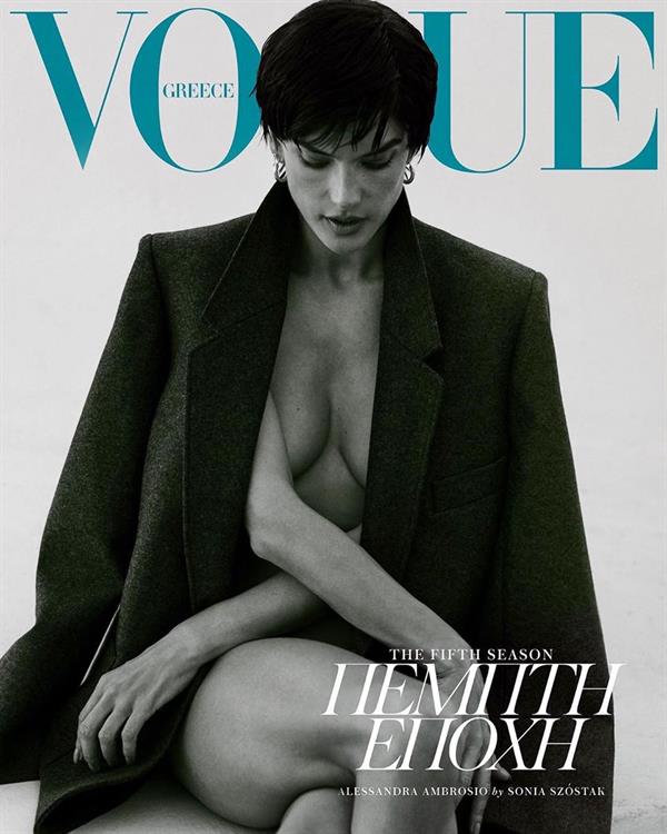 Alessandra Ambrosio nude in just a jacket on the cover of Vogue showing off her boobs.





























