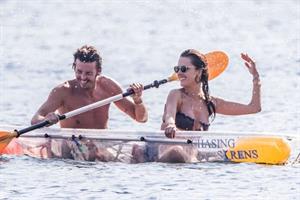 Alessandra Ambrosio sexy at the beach in a thong bikini and flashing her pussy to her boyfriend seen by paparazzi.











