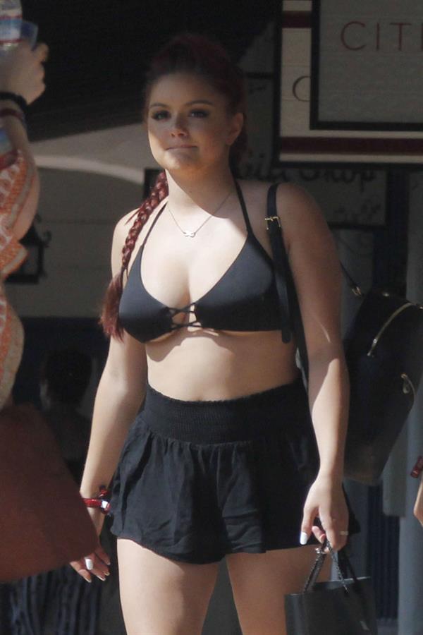 Ariel Winter paparazzi pictures in black bikini top and short skirt