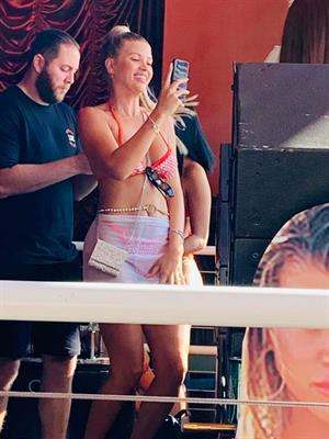 Sofia Richie sexy in a bikini showing some nice cleavage seen by paparazzi celebrating her 21st birthday.





