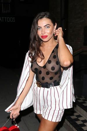 Francesca Allen braless boobs in a see through top showing her tits seen by paparazzi.



















