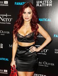 Carla Howe nip slip wardrobe malfunction seen by paparazzi flashing her tits on the red carpet for Fanatical film premiere.



















