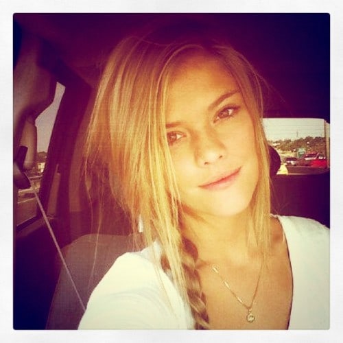 Nina Agdal taking a selfie