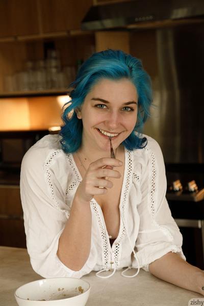 Skye Blue in Denim Shorts