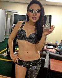 Tina Guo in lingerie taking a selfie