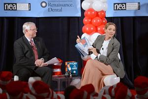 Uma Thurman joins Cat In The Hat On NEA's Read Across America Day at New York Public Library (01.03.0213) 