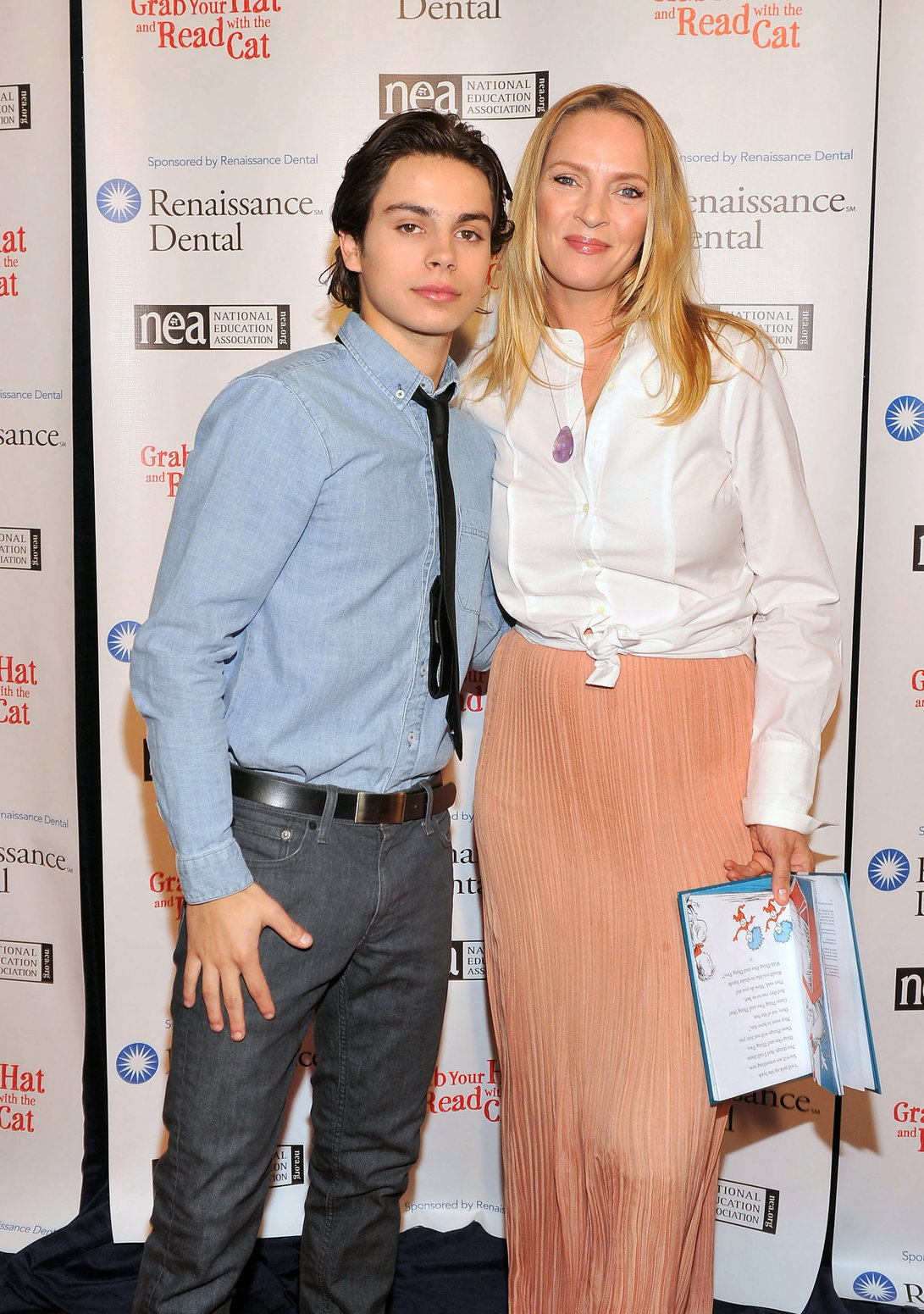 Uma Thurman joins Cat In The Hat On NEA's Read Across America Day at New York Public Library (01.03.0213) 