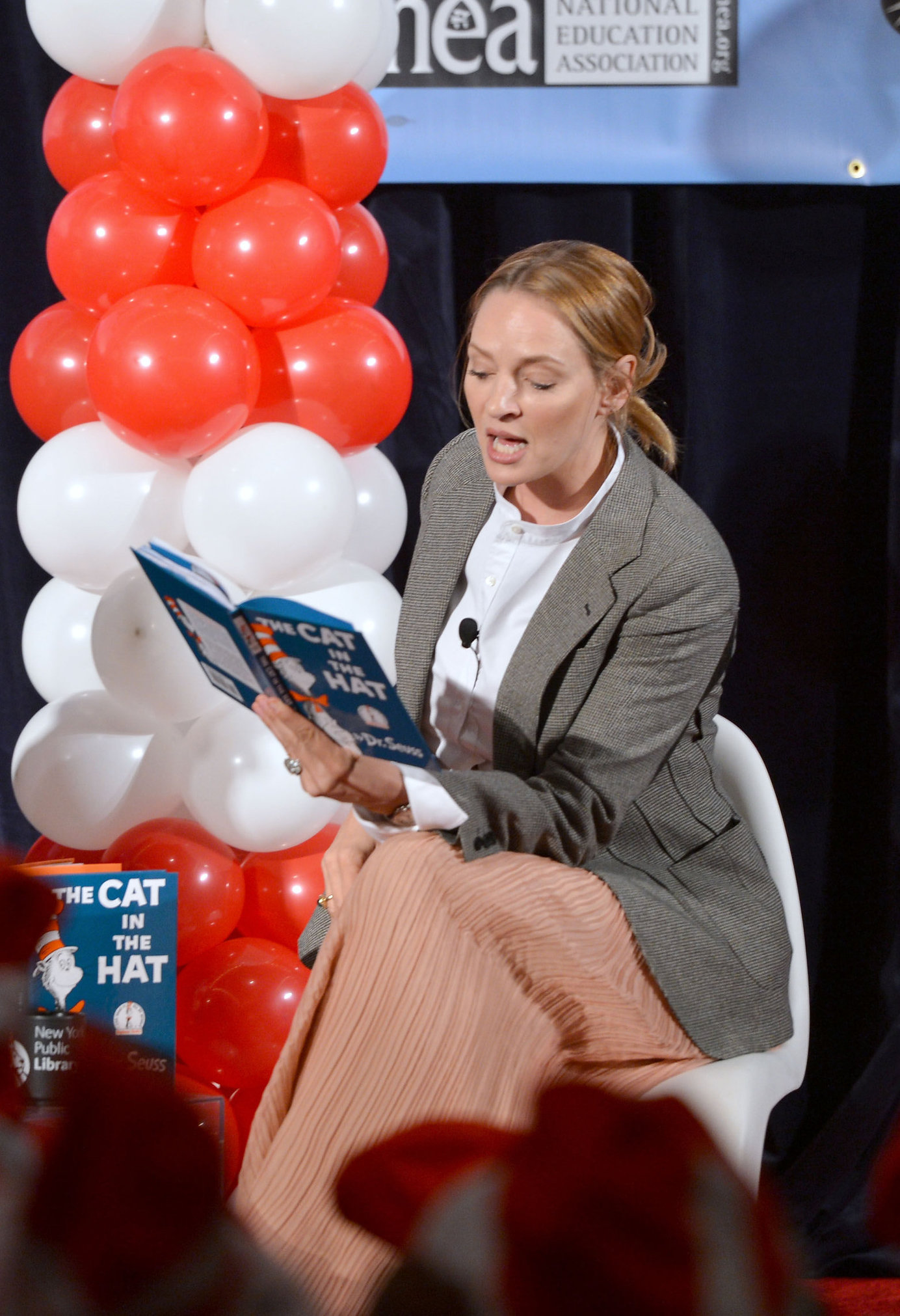 Uma Thurman joins Cat In The Hat On NEA's Read Across America Day at New York Public Library (01.03.0213) 
