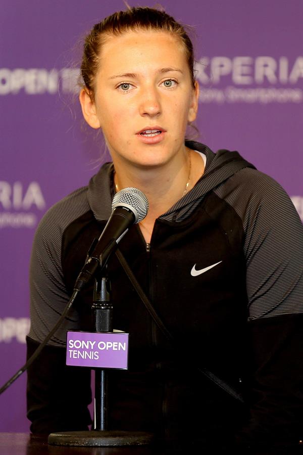 Victoria Azarenka at Press Conference during Sony Open at Crandon Park Tennis Center in Key Biscayne March 22, 2013 