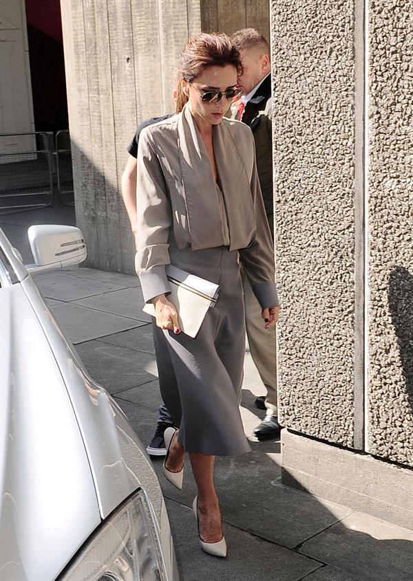 Victoria Beckham leaving London's Vogue Festival in London on April 28, 2013