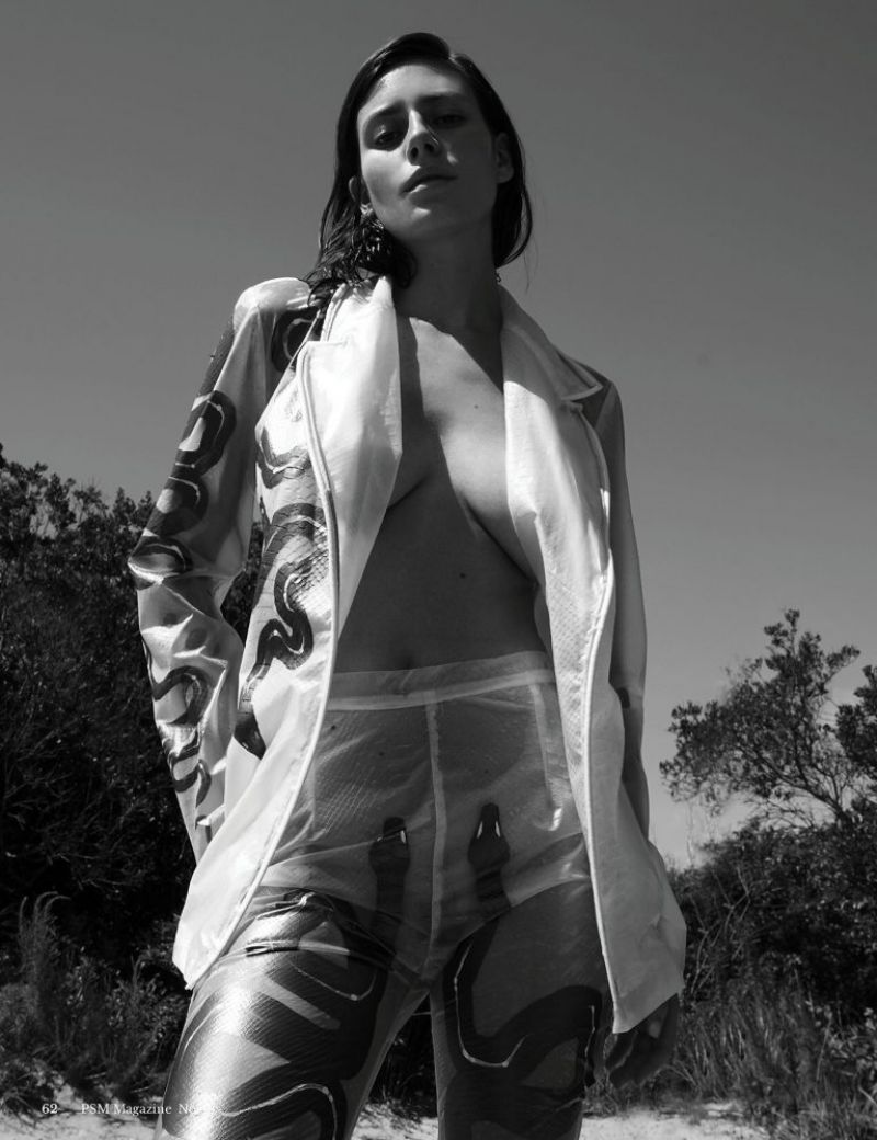 Alejandra Guilmant nude photoshoot in black and white showing off her topless big boobs.