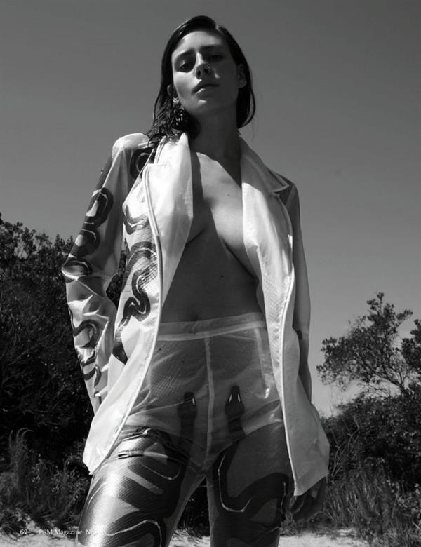Alejandra Guilmant nude photoshoot in black and white showing off her topless big boobs.