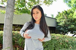 Jade Nude Pictures Flashing Her Perfect Tits Outside