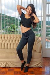 Look at the way Clarissa Mendez fills out her thong with her perky booty. This horny Latina hottie is always looking for an excuse to slip out of her bra and undies so she can play with her perky little all naturals and then slide her hands lower to fondle her meaty bare twat.