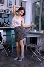 Brunette bombshell Ole Nina is always thinking about sex, and it totally shows as the horny coed lets her hands roam freely along her titties. By the time she has peeled off her panties, the bigtit hottie is nicely wound up and already locked and loaded for a party in her pussy. 