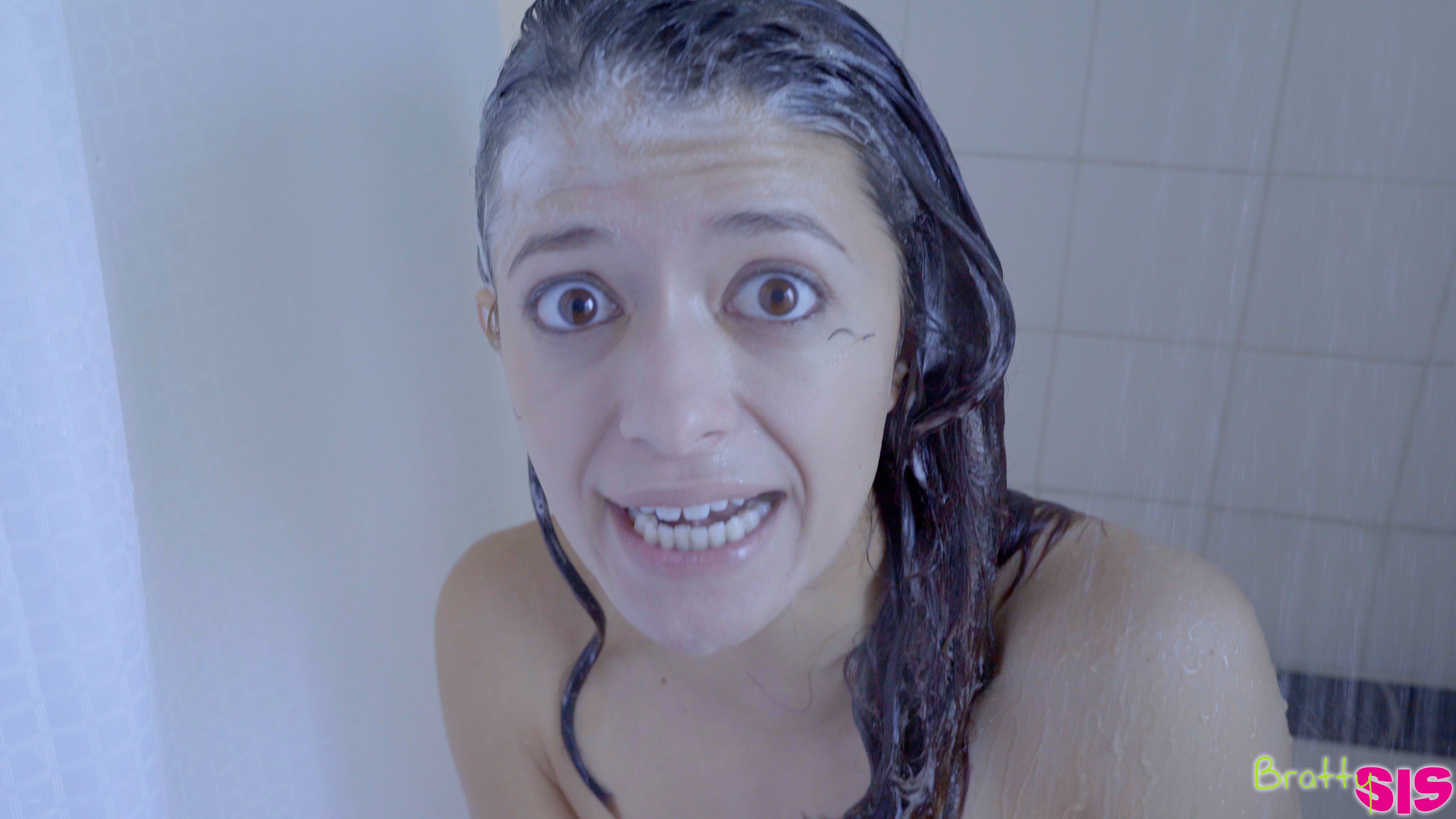 Izzy Bell joins her stepbrother Logan Long in bed. Dressed in her bra and panties, she claims she wants to fuck! As soon as Logan starts jerking it, Izzy laughs at the way he falls for her joke and runs away. Later, Logan returns the favor by catching Izzy with her hands full and fondling her while her boyfriend sits in the living room. Though Izzy thinks they've evened the scores, Logan isn't finished yet. When Izzy is in the shower, he keeps squirting new shampoo on her head until it gets in her eyes.Once Izzy can't see, Logan climbs out of his shorts and pushes into her tight twat from behind. She kicks him out of the shower, but Logan isn't about to let their business go unfinished. Bending Izzy over the bed, Logan peels off her miniskirt and reinserts his cock into her snatch. Next thing Izzy knows, she's moaning her pleasure as Logan works her fuck hole with his big dick.Turning onto her side, Izzy gasps at the new angle of penetration as Logan keeps fucking her. When she flips f