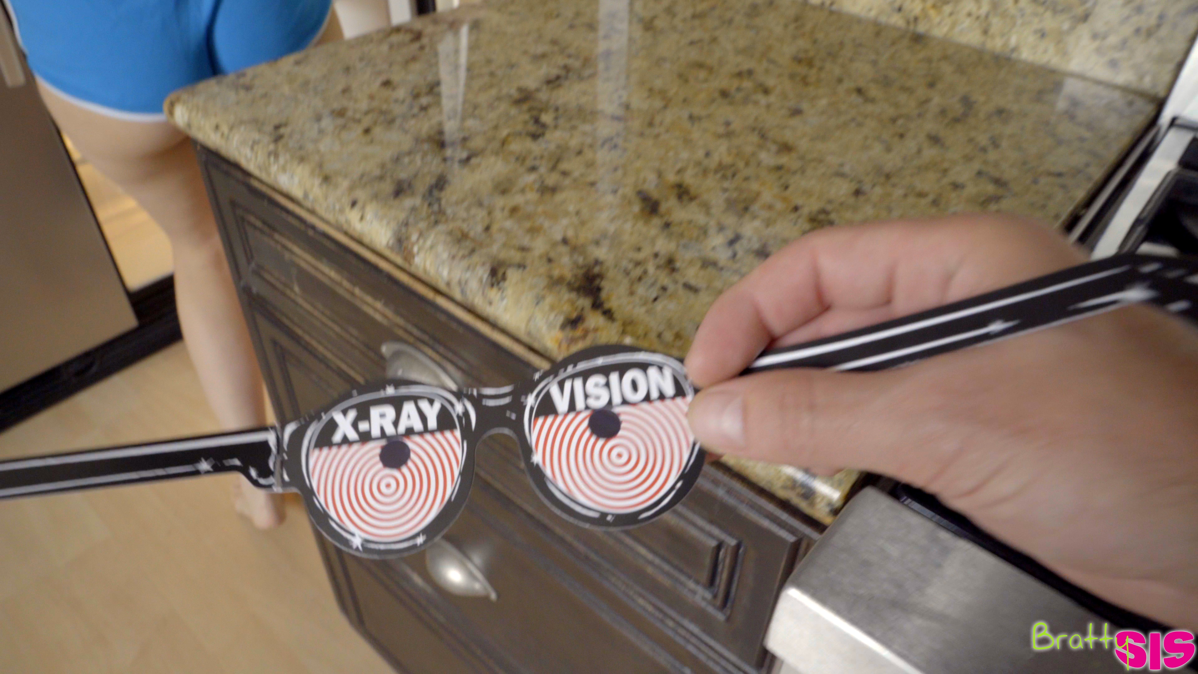 Alexa Grace steals her stepbrothers xray specs and realizes they work as she admires the big dick she wants inside her