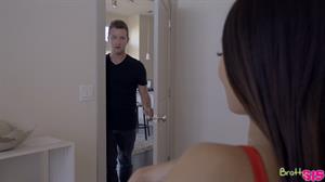 Tiny spinner Jasmine Grey uses lingerie and a fuck me smile to seduce her stepbro into a stiffie ride in her bare pussy