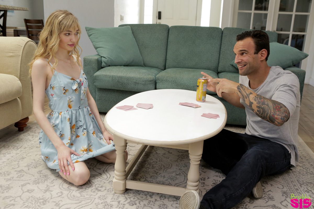 Mackenzie Moss and her stepbrother keep upping the stakes of their card game until Mackenzie gets her pussy pounded