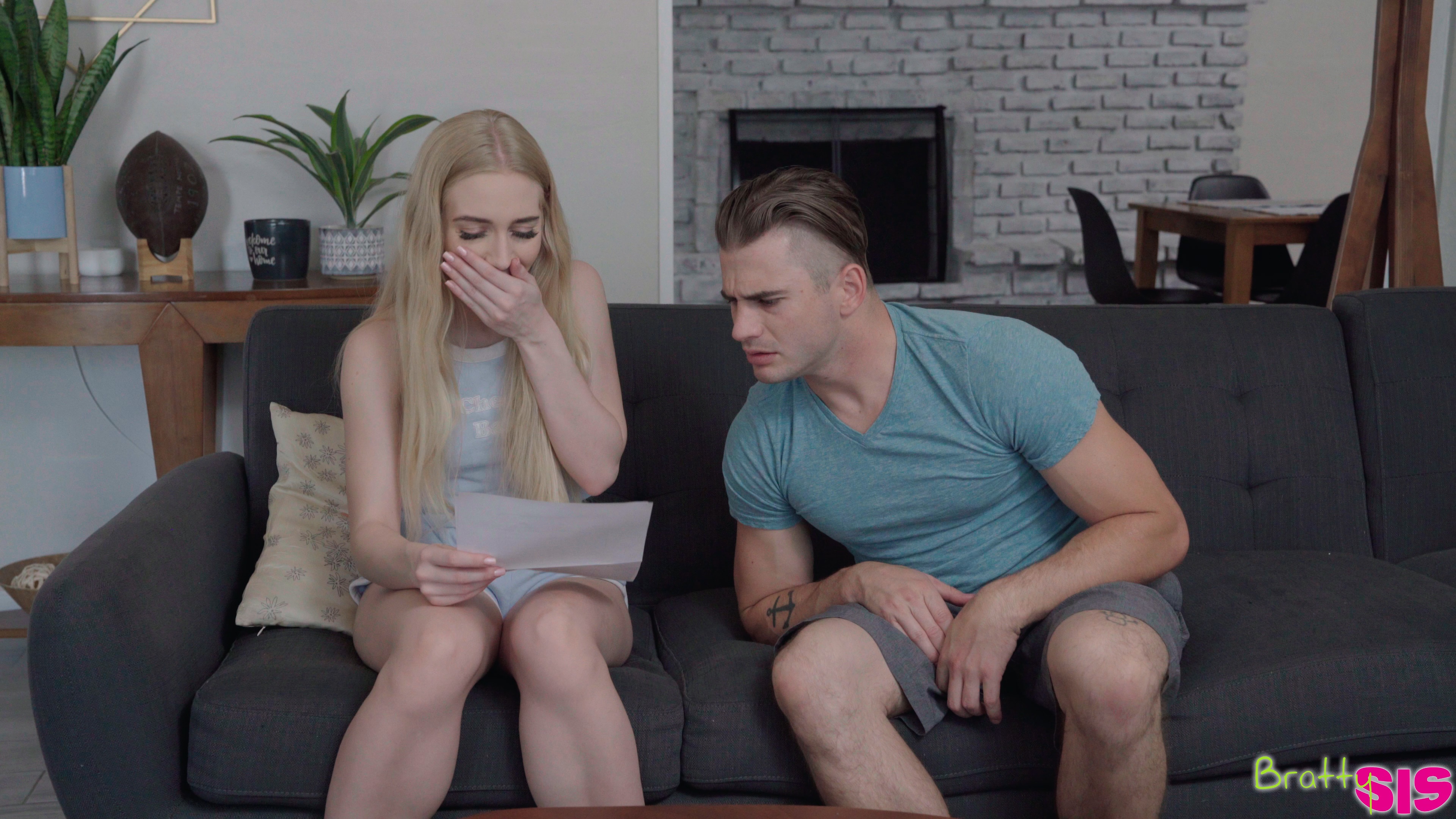 Emma Starletto and her stepbrother do a sexy scavenger hunt together and wind up getting naked and fucking on the couch