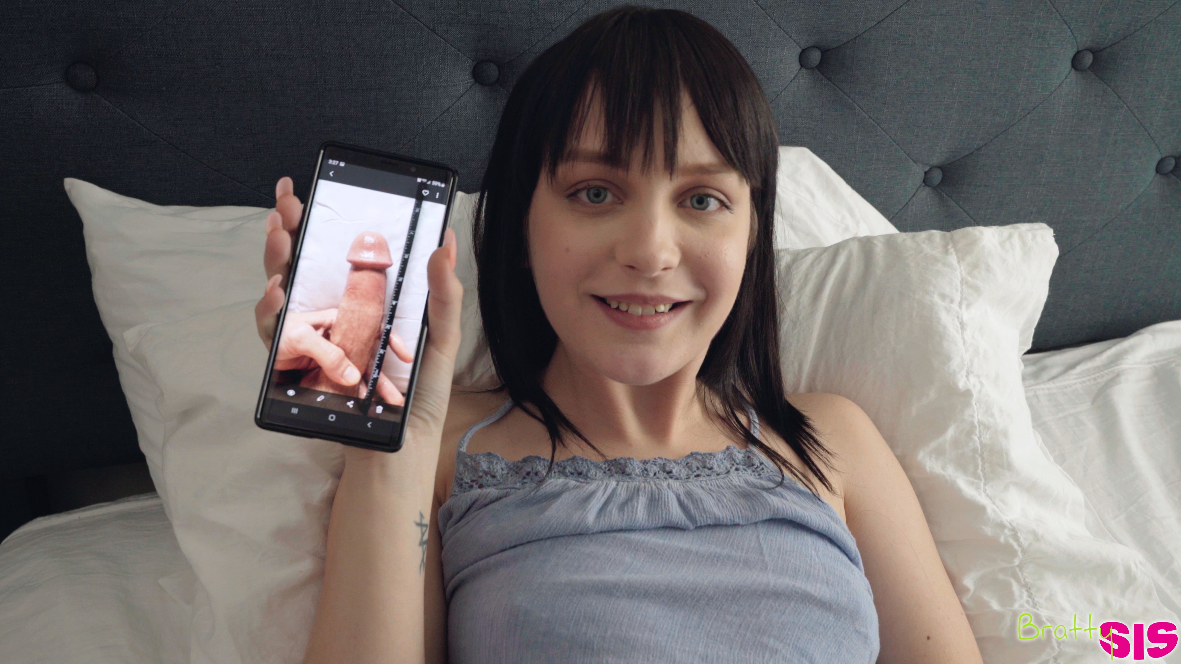 Nala Nova finds a dick pic on her steprbros phone and knows she wont stop until she has that cock inside her bald pussy