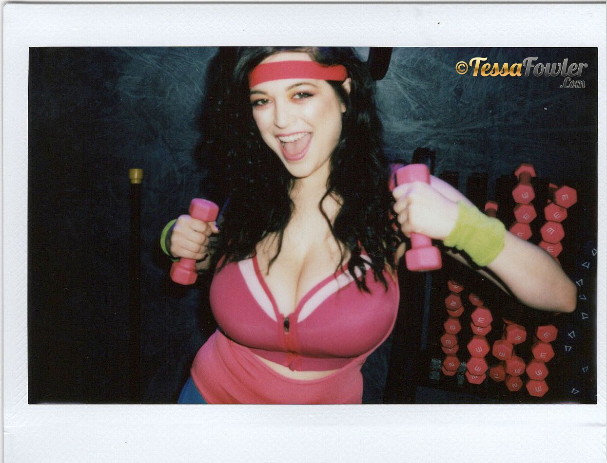 Tessa Fowler In A Polaroid Work Out Fun Showing Her Big Titties