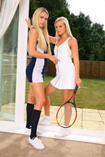  Jana D and Renata just came back from tennis court and will help each other to remove cute minidresses. 