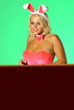  Beautiful blonde Cherry provides an easter treat in her pink bunny outfit. 