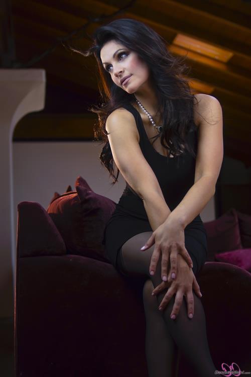 Denise Milani Photoset - Red Sofa