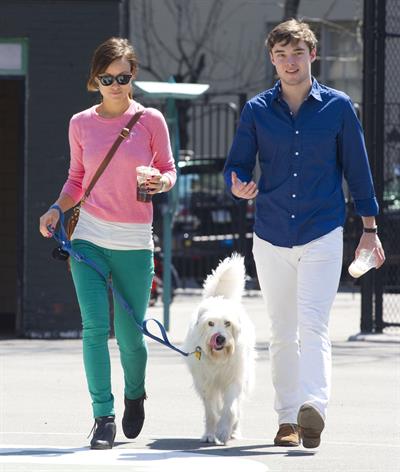Olivia Wilde walking her dog with a friend in New York City - April 8, 2013 