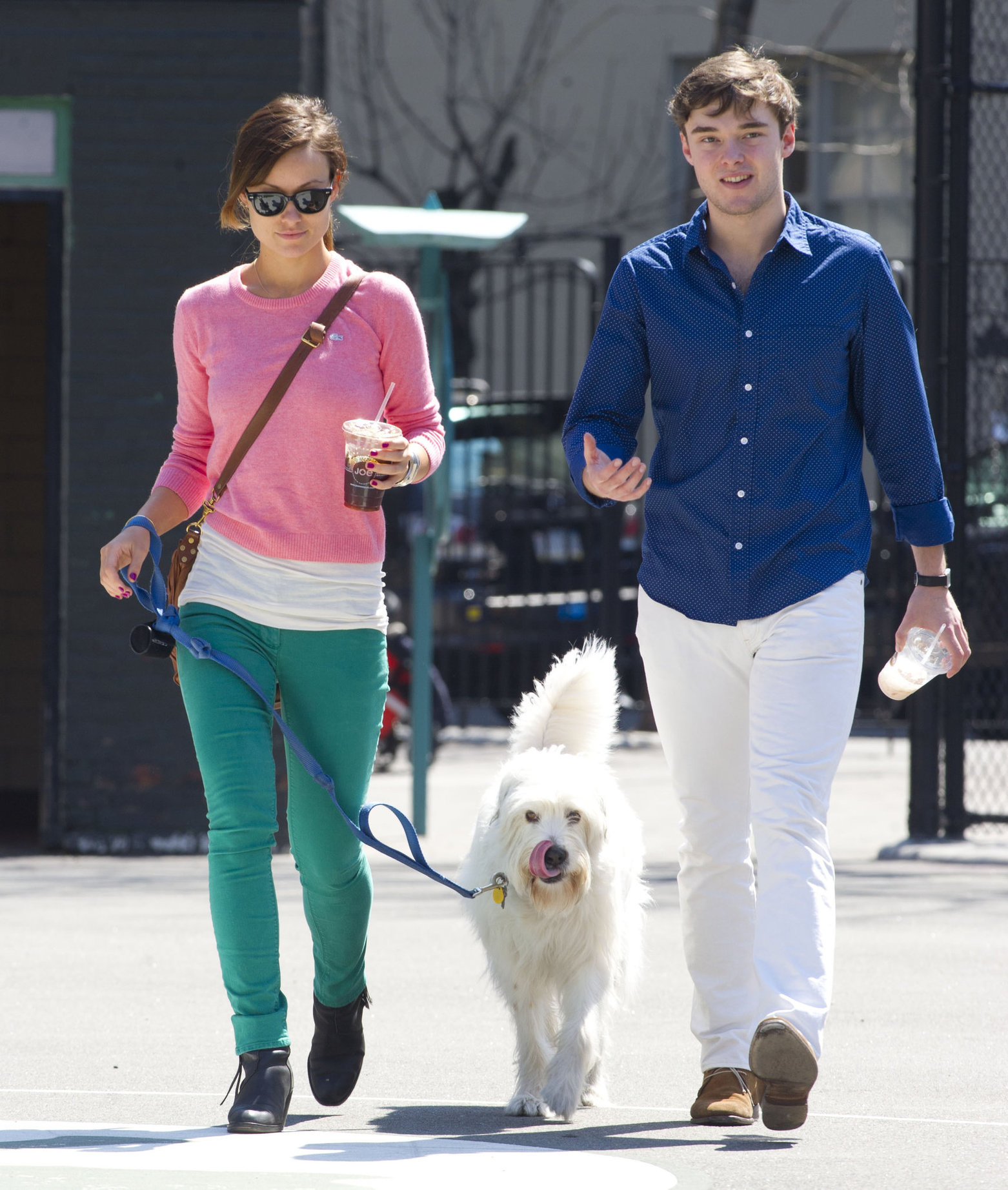 Olivia Wilde walking her dog with a friend in New York City - April 8, 2013 