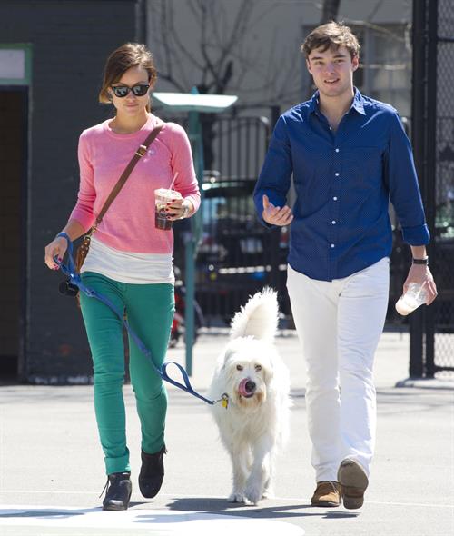 Olivia Wilde walking her dog with a friend in New York City - April 8, 2013 