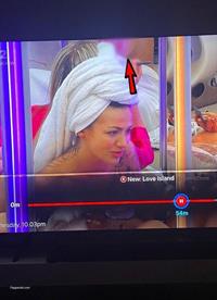 Faye Winter nude boobs uncensored screenshot from  Love Island  with the producers accidentally showing her topless big tits on screen.