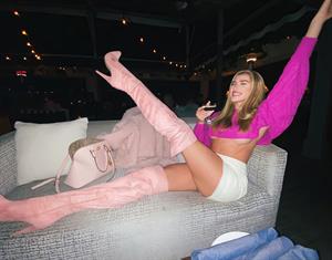 Kenzie Anne - Pink Thigh High Boots