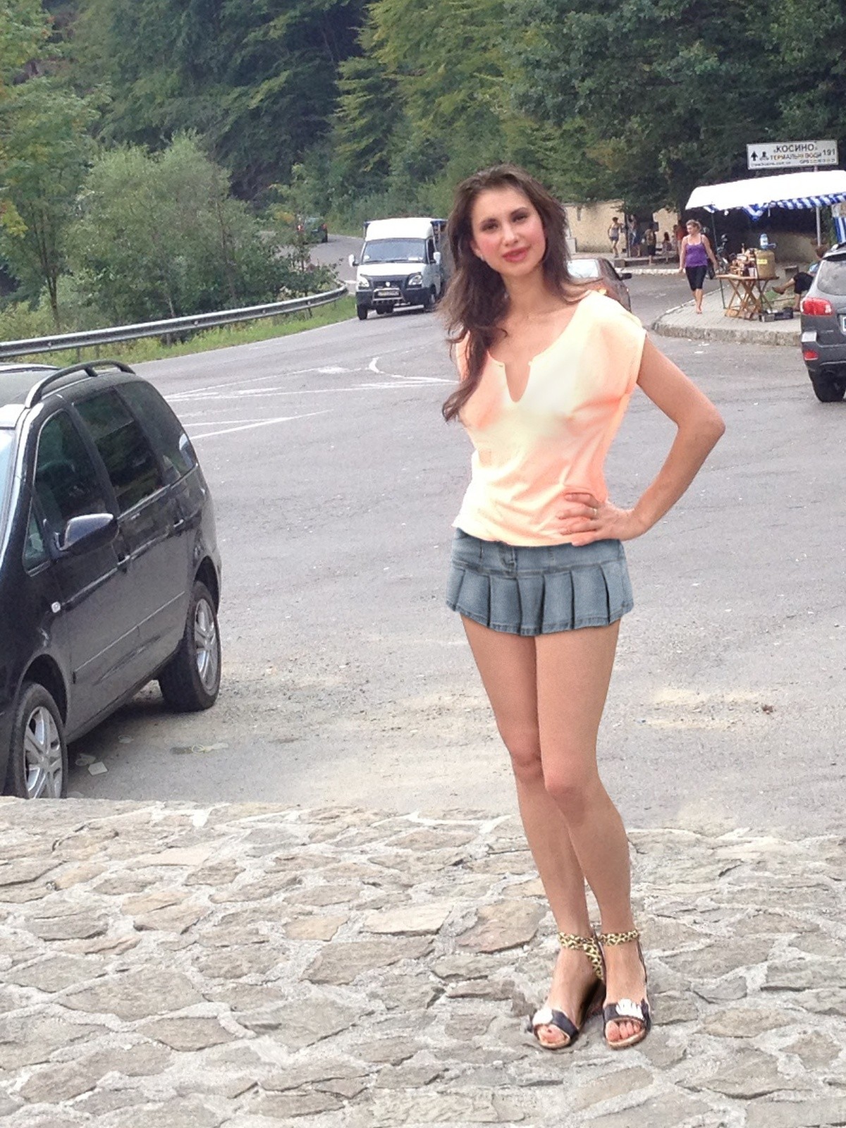 Street whore Alisa Korzh in mini skirt