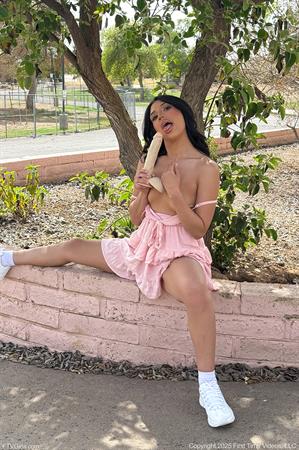 Sasha FTV Nude Pictures Pink Dress At The Park