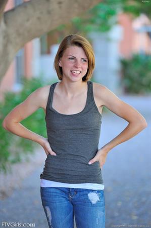 Aubrey FTV Nude Pictures Aubrey being shy and slowly takes off clothes