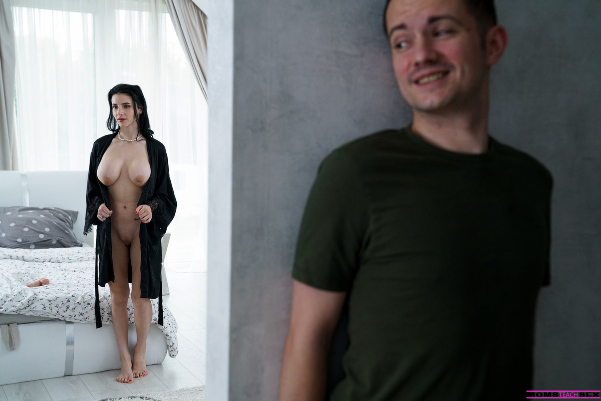 Nelly Kent realizes her stepsons dick is the same size as her dildo and decides that he will be the better sex toy